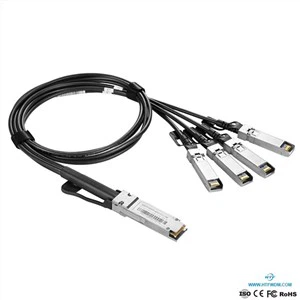 เข้ากันได้ 40G QSFP บวกถึง 4 x 10G SFP บวกสายเคเบิลฝ่าวงล้อมทองแดงแบบ Passive Direct